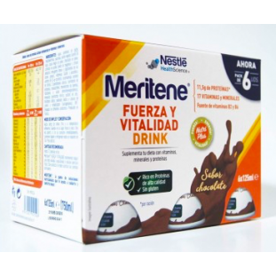 MERITENE FUERZA Y VITALIDAD DRINK 6 UNIDADES 125 ML PACK SABOR CHOCOLATE